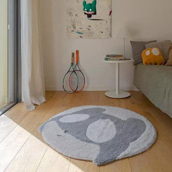 Tapis enfant en laine lavable en machine Mouse